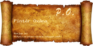 Pintér Oxána névjegykártya